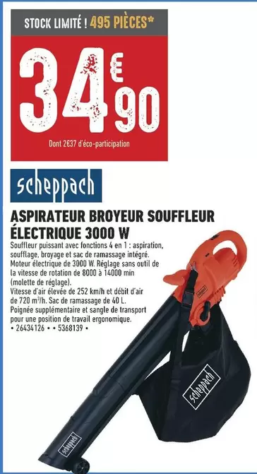 souffleur - aspirateur broyeur électrique 3000 w