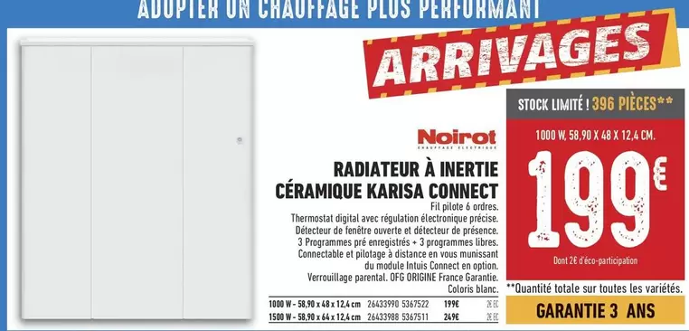 Noirot Karisa Connect : Radiateur à Inertie Céramique, performance et confort au rendez-vous !