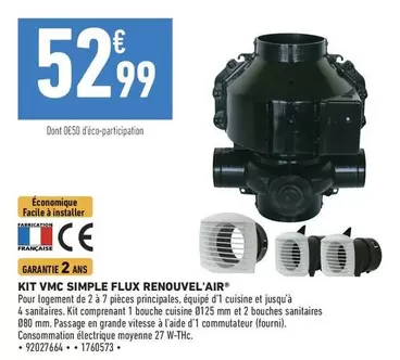 Kit Vmc Simple Flux Renouvel'air