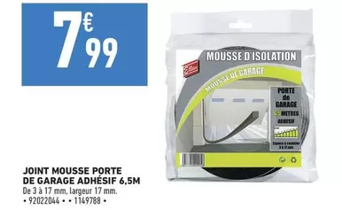 Joint Mousse Porte De Garage Adhesif 6.5m