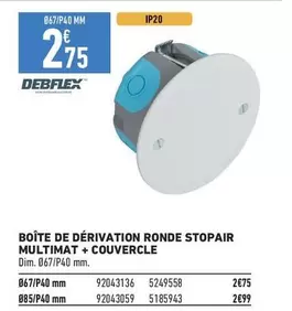 Boîte de dérivation ronde Stopair Multimat Dim - Debblex avec couvercle - Caractéristiques et promotion incluses