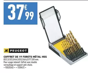 Peugeot - Coffret De 19 Forets Métal Hss