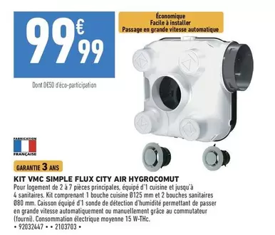 Kit Vmc Simple Flux City Air Hygrocomut