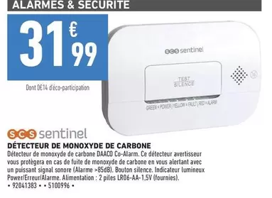 Signal - Ses Sentinel : Détecteur de Monoxyde de Carbone avec promotion et caractéristiques de sécurité avancées