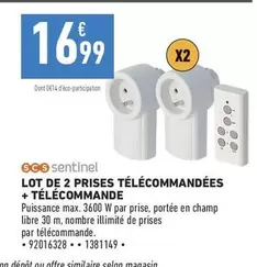 Sentinel - Lot de 2 Prises Télécommandées avec Télécommande : Prises pratiques et faciles à utiliser pour un contrôle à distance.