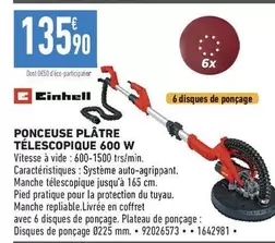 Einhell - Ponceuse Plátre Télescopique 600 W