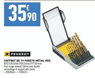 Peugeot - Coffret De 19 Forets Métal Hss