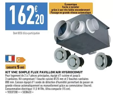 Kit Vmc Simple Flux Pavillon'air Hygrocomut