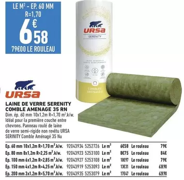 Dim Ursa Laine de Verre Serenity Comble Aménagé 35 N - Isolation thermique efficace et confort optimal