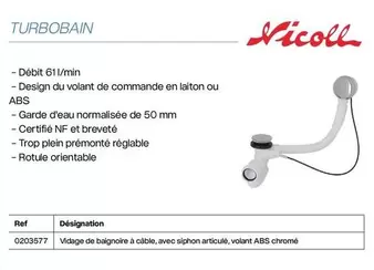 Nicoll - Turbobain offre sur Yesss Electrique