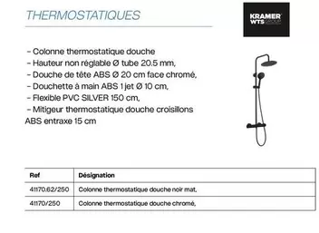 Kramer - Thermostatiques Colonne De Douche offre sur Yesss Electrique