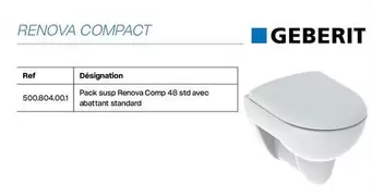 Geberit - Renova Compact offre sur Yesss Electrique