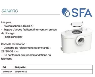 Sfa - Sanipro offre sur Yesss Electrique