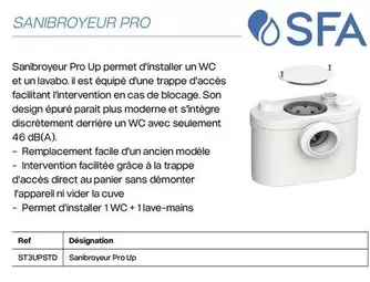 Sfa - Sanibroyeur Pro offre sur Yesss Electrique