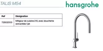 Hansgrohe - Talis M54 offre sur Yesss Electrique