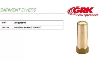 GRK - Bâtiment Divers offre sur Yesss Electrique