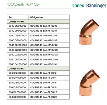 Conex Bänninger - Courbe 45° MF offre sur Yesss Electrique