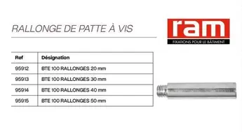 Ram - Rallonge De Patte À Vis offre sur Yesss Electrique