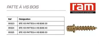 Ram - Patte A Vis Bois offre sur Yesss Electrique