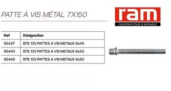 Ram - Patte A Vis Métal 7x150 offre sur Yesss Electrique