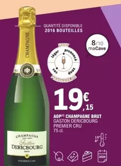 Brut Aop Champagne Gaston Derigbourg Premier Cru - Élégance et Saveurs Exceptionnelles