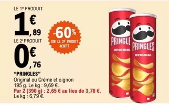 Pringles - Original Ou Crème Et Oignon