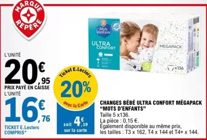 E.Leclerc - Mots D'enfants - Changes Bébé Ultra Confort Mégapack : Promo et Confort Optimal