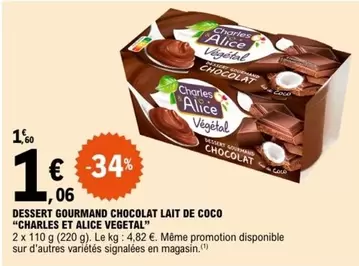 signal - dessert gourmand chocolat lait de coco de charles et alice - un délice végétal à savourer