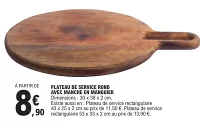 Plateau De Service Rond Avec Manche En Manguier