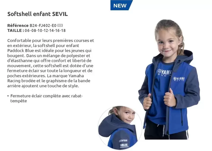 Yamaha - Softshell Enfant Sevil offre sur Yamaha