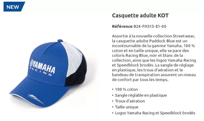 Yamaha - Casquette Adulte KOT offre sur Yamaha