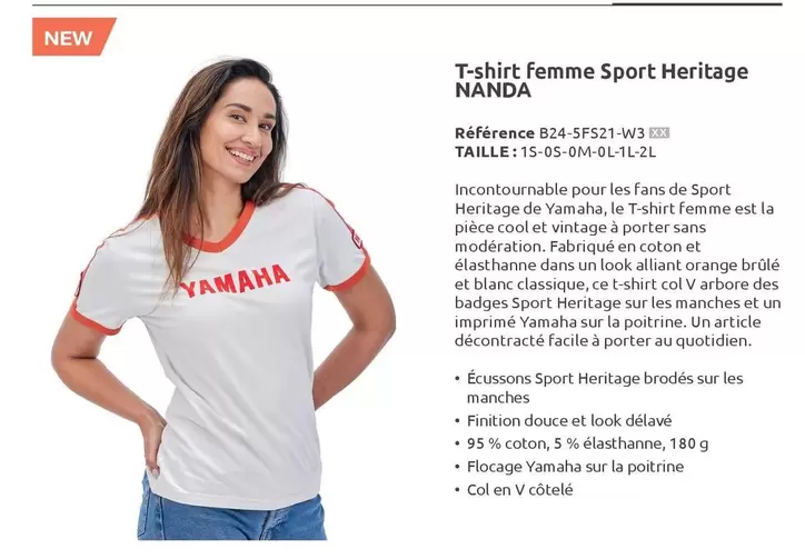 Yamaha - T Shirt Femme Sport Heritage Nanda offre sur Yamaha