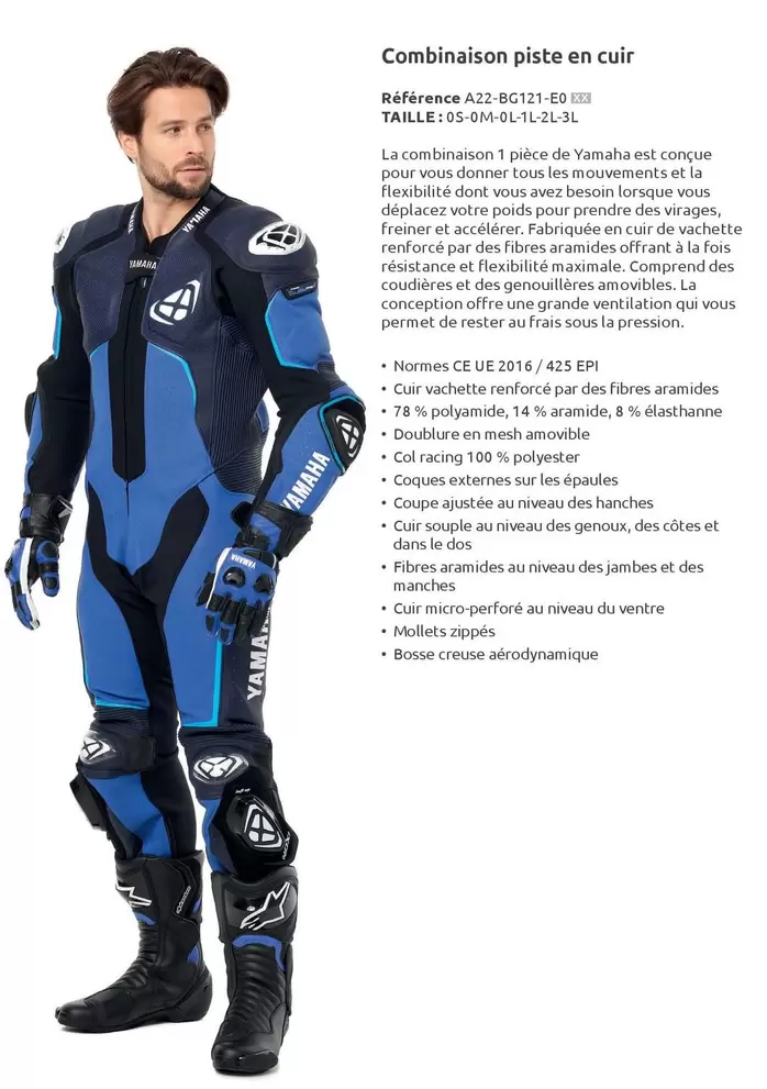 Combinaison Piste En Cuir offre sur Yamaha