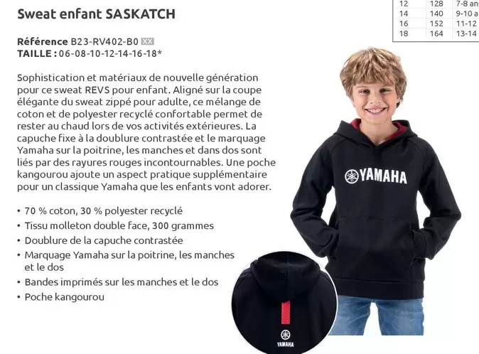 Sweat Enfant Saskatch  offre sur Yamaha