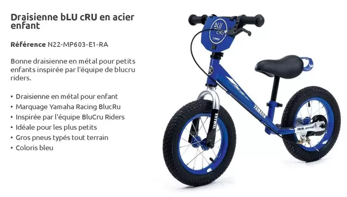 Draisienne Blu Cru En Acier Enfant offre sur Yamaha