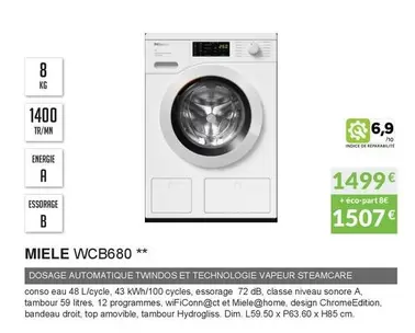 Miele - WCB680  offre à 1499€ sur Copra