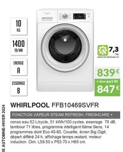 Whirlpool - FFB10469SVFR  offre à 839€ sur Copra