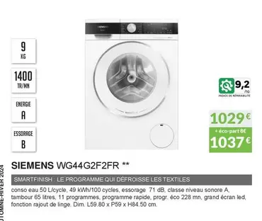 Siemens - WG44G2F2FR  offre à 1029€ sur Copra