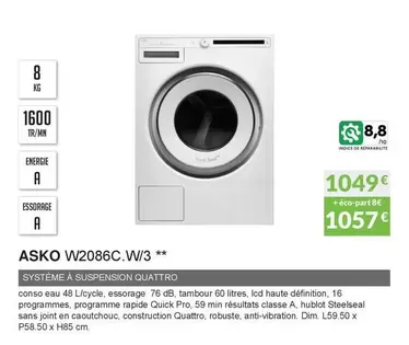 Asko - W2086C.W/3  offre à 1049€ sur Copra