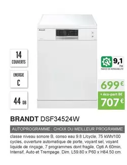 Brandt - DSF34524W  offre à 699€ sur Copra