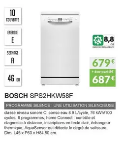 Bosch - SPS2HKW58F  offre à 679€ sur Copra