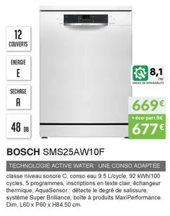 Bosch - SMS25AW10F  offre à 669€ sur Copra