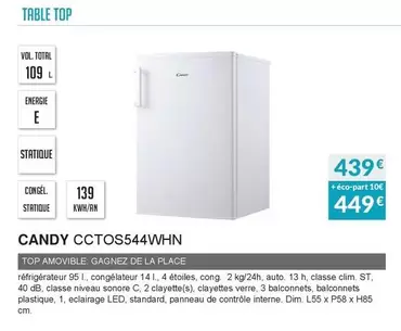 Candy - CCTOS544WHN offre à 439€ sur Copra