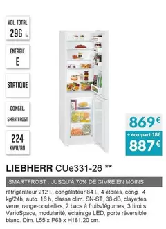 Liebherr - CUe331-26 offre à 869€ sur Copra