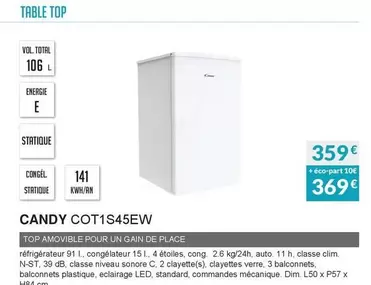 Candy - COT1S45EW  offre à 359€ sur Copra