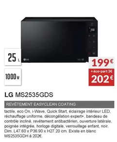 LG - Micro-Ondes MS2535GDS offre à 199€ sur Copra