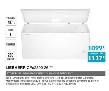 Liebherr - Congélateur Coffre CFe2500-26 offre à 1099€ sur Copra