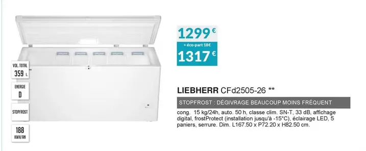 Liebherr - Congélateur Coffre CFd2505-26 offre à 1299€ sur Copra