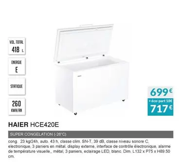 Haier - Congélateur Coffre HCE420E  offre à 699€ sur Copra