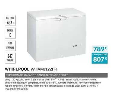 Whirlpool -  Congélateur Coffre WHM46122FR offre à 789€ sur Copra